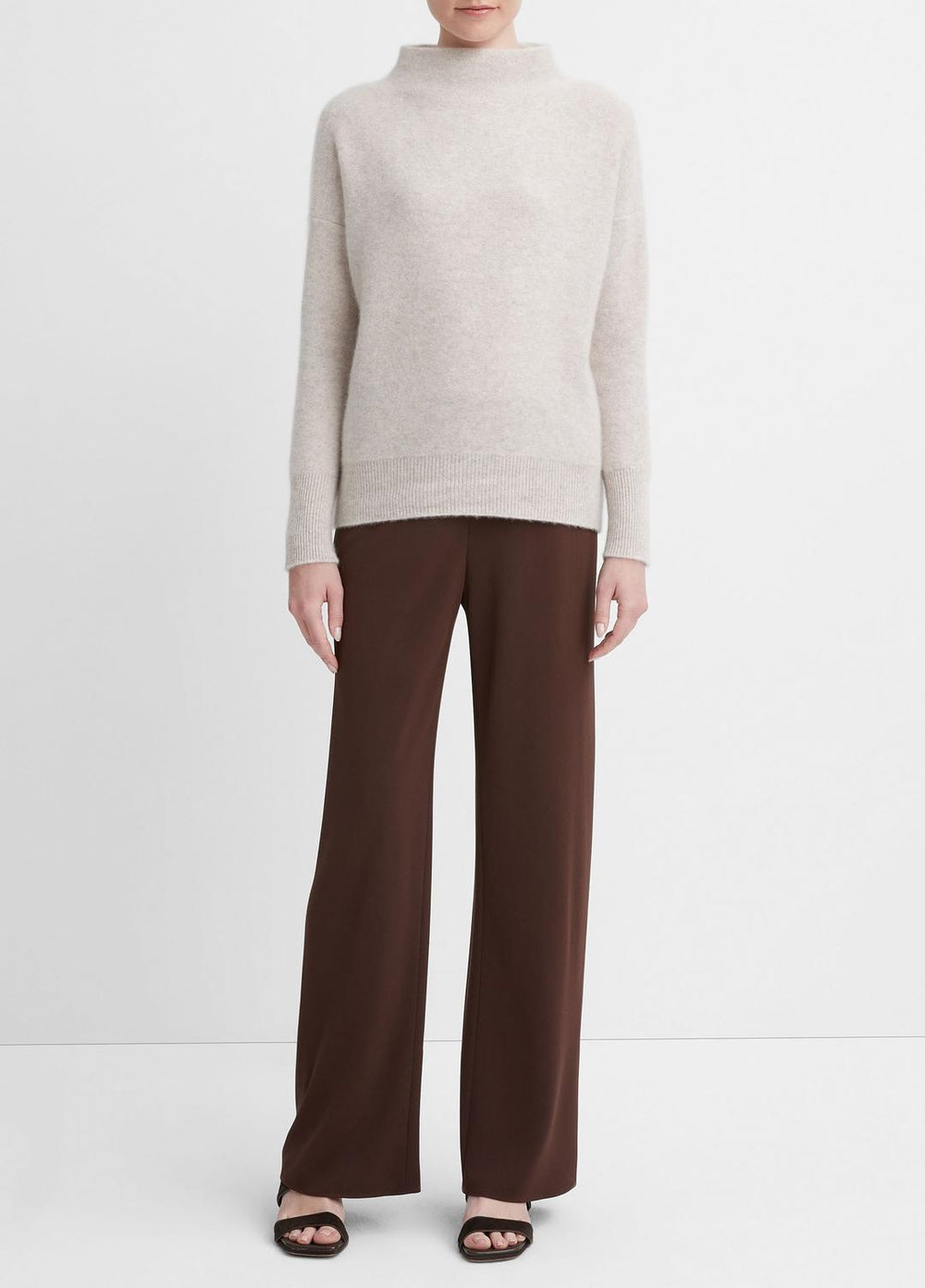 Plush Cashmere Funnel-Neck Sweater in Turtleneck - MARBLE