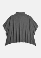 Merino Wool-Cashmere Funnel-Neck Poncho in Accessories - HEATHER GREY