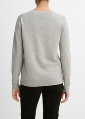 Cashmere Weekend V-Neck Sweater in V-Neck - HEATHER STEEL