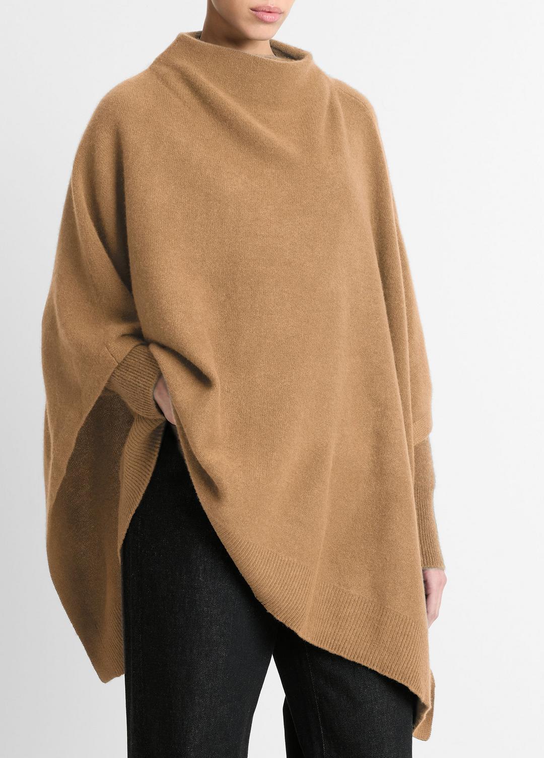 Merino Wool-Cashmere Funnel-Neck Poncho in Accessories - BISCOTTI