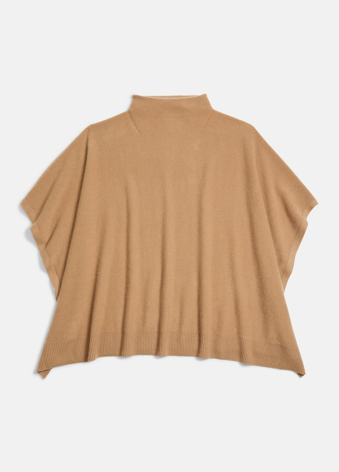 Merino Wool-Cashmere Funnel-Neck Poncho in Accessories - BISCOTTI