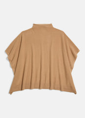 Merino Wool-Cashmere Funnel-Neck Poncho in Accessories - BISCOTTI