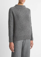 Donegal Cashmere Funnel-Neck Sweater in Turtleneck - MEDIUM HEATHER GREY DONEGAL