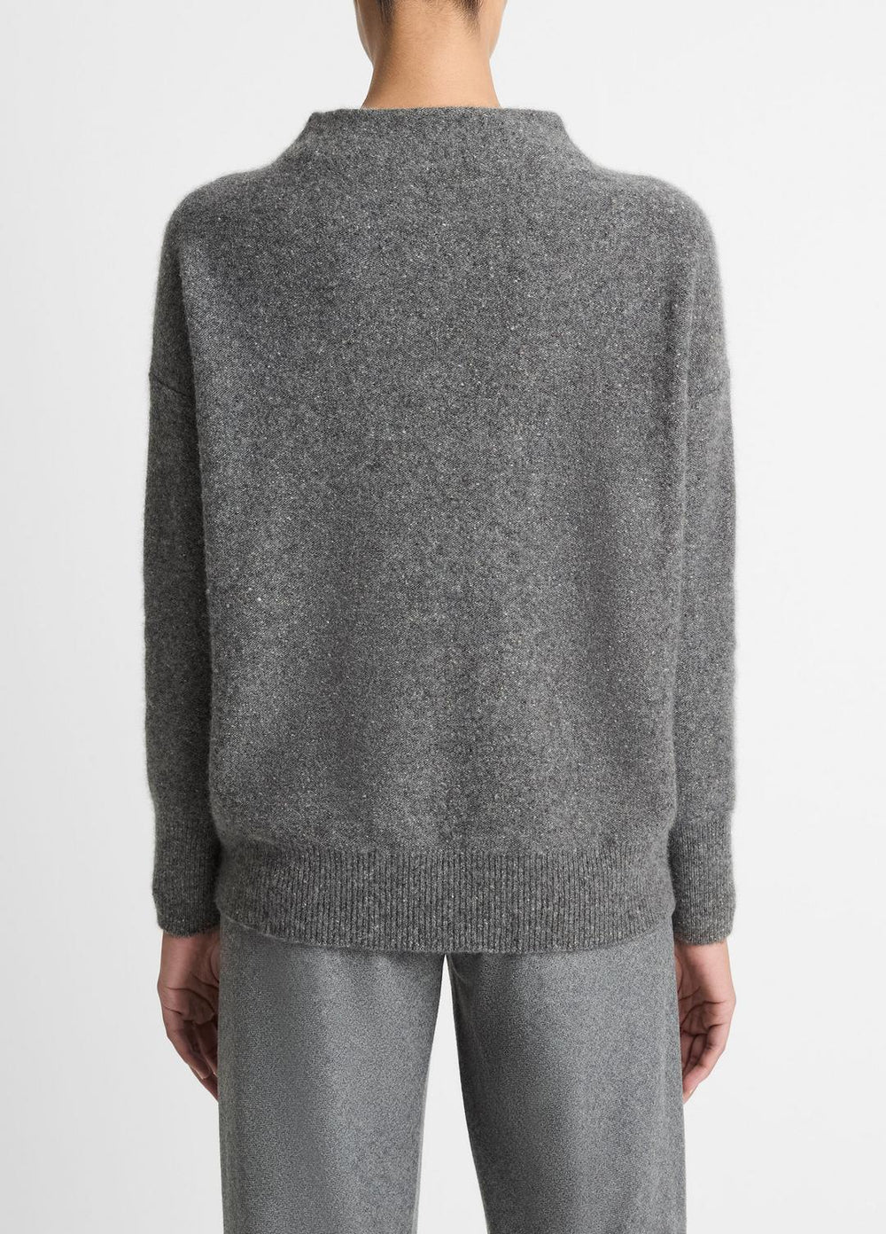 Donegal Cashmere Funnel-Neck Sweater in Turtleneck - MEDIUM HEATHER GREY DONEGAL