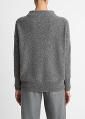 Donegal Cashmere Funnel-Neck Sweater in Turtleneck - MEDIUM HEATHER GREY DONEGAL