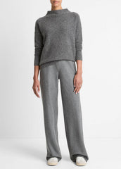 Donegal Cashmere Funnel-Neck Sweater in Turtleneck - MEDIUM HEATHER GREY DONEGAL
