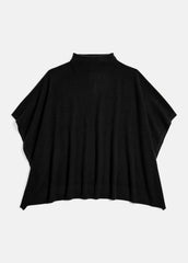 Merino Wool-Cashmere Funnel-Neck Poncho in Accessories - BLACK