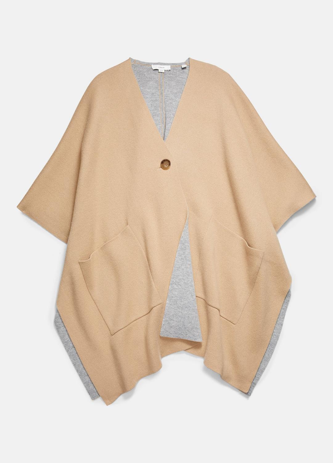 Wool and Cashmere Double-Face Cape in Sweaters - CAMEL GREY