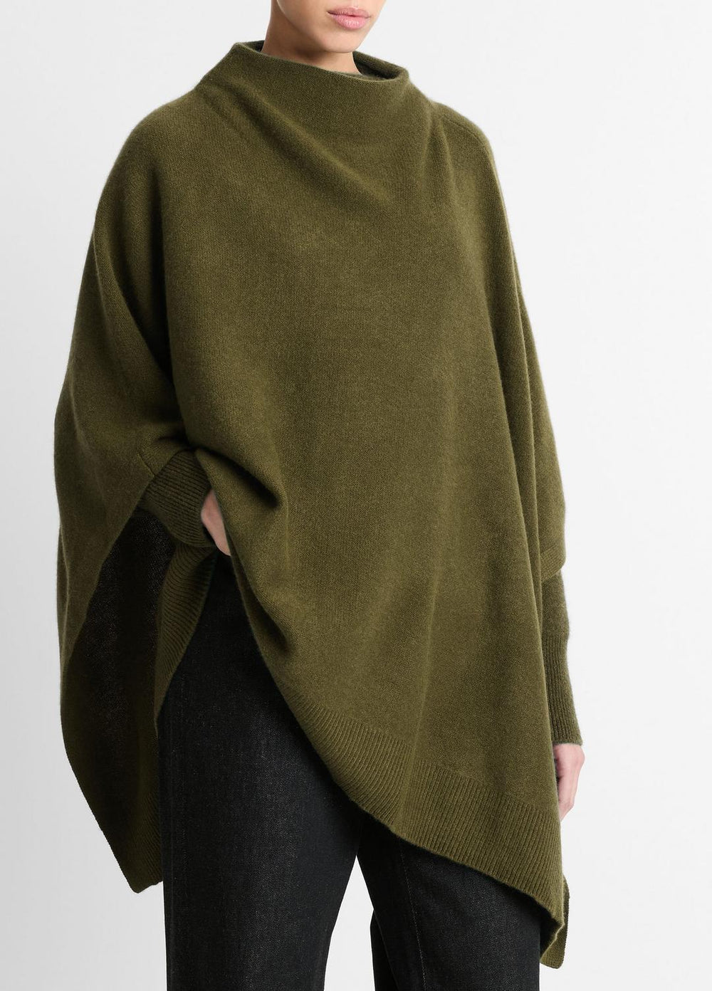 Merino Wool-Cashmere Funnel-Neck Poncho in Accessories - HERBA