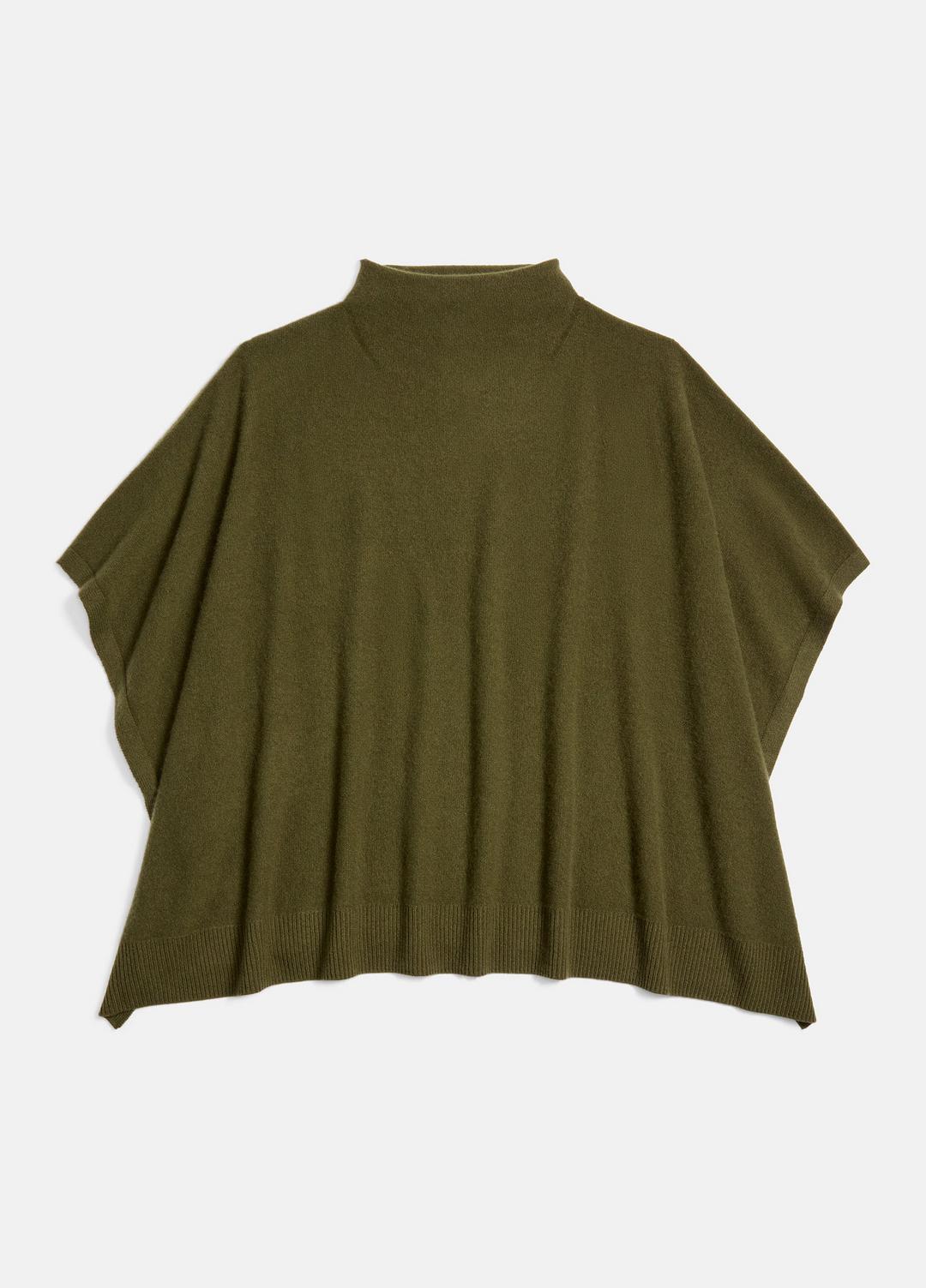 Merino Wool-Cashmere Funnel-Neck Poncho in Accessories - HERBA