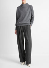 Plush Cashmere Funnel-Neck Sweater in Turtleneck - HEATHER GRAPHITE