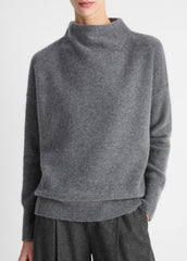 Plush Cashmere Funnel-Neck Sweater in Turtleneck - HEATHER GRAPHITE