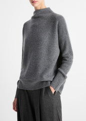 Plush Cashmere Funnel-Neck Sweater in Turtleneck - HEATHER GRAPHITE