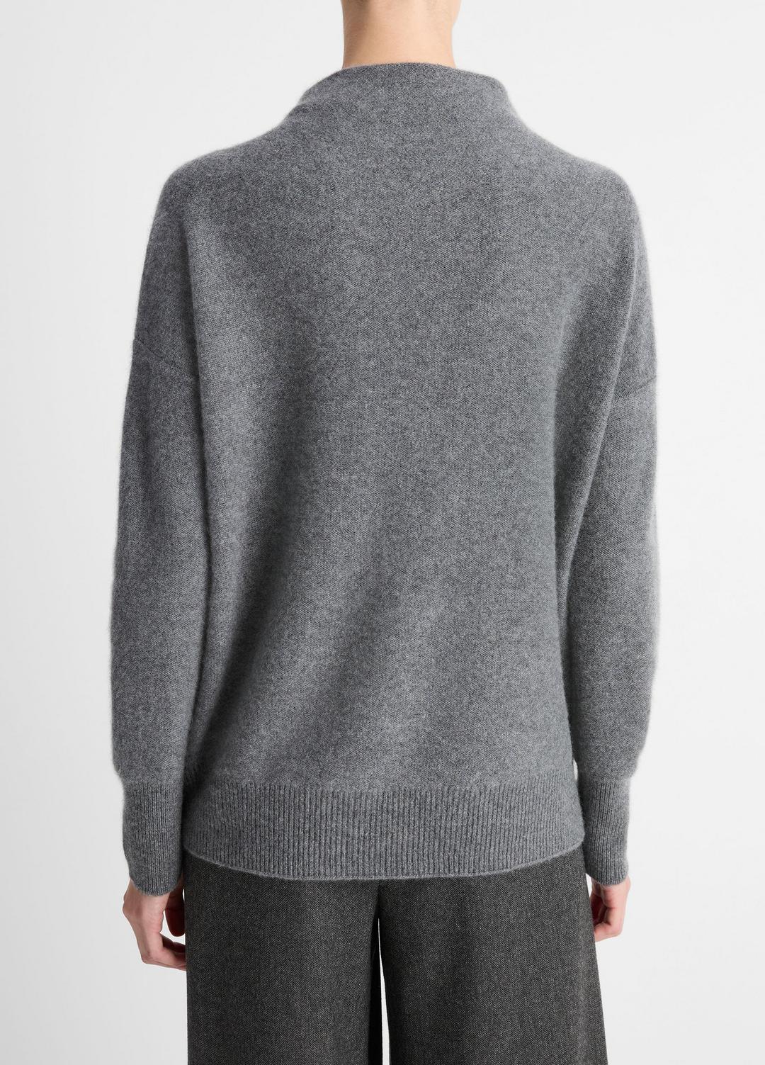 Plush Cashmere Funnel-Neck Sweater in Turtleneck - HEATHER GRAPHITE