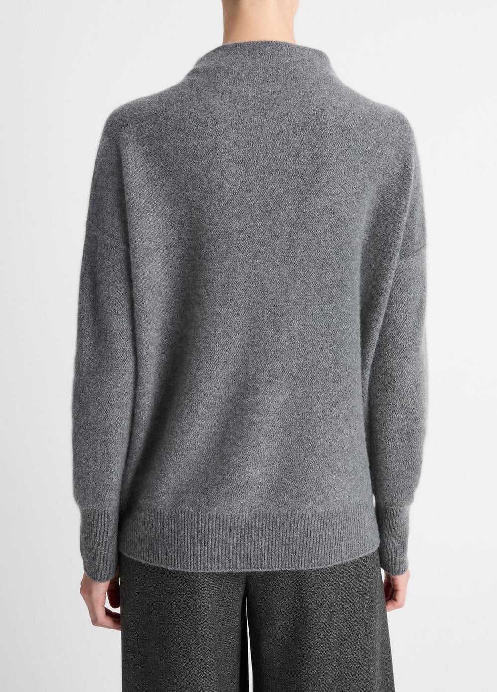 Plush Cashmere Funnel-Neck Sweater in Turtleneck - HEATHER GRAPHITE