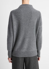 Plush Cashmere Funnel-Neck Sweater in Turtleneck - HEATHER GRAPHITE