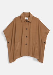 Leather-Trim Wool Cape in Accessories - CAMEL