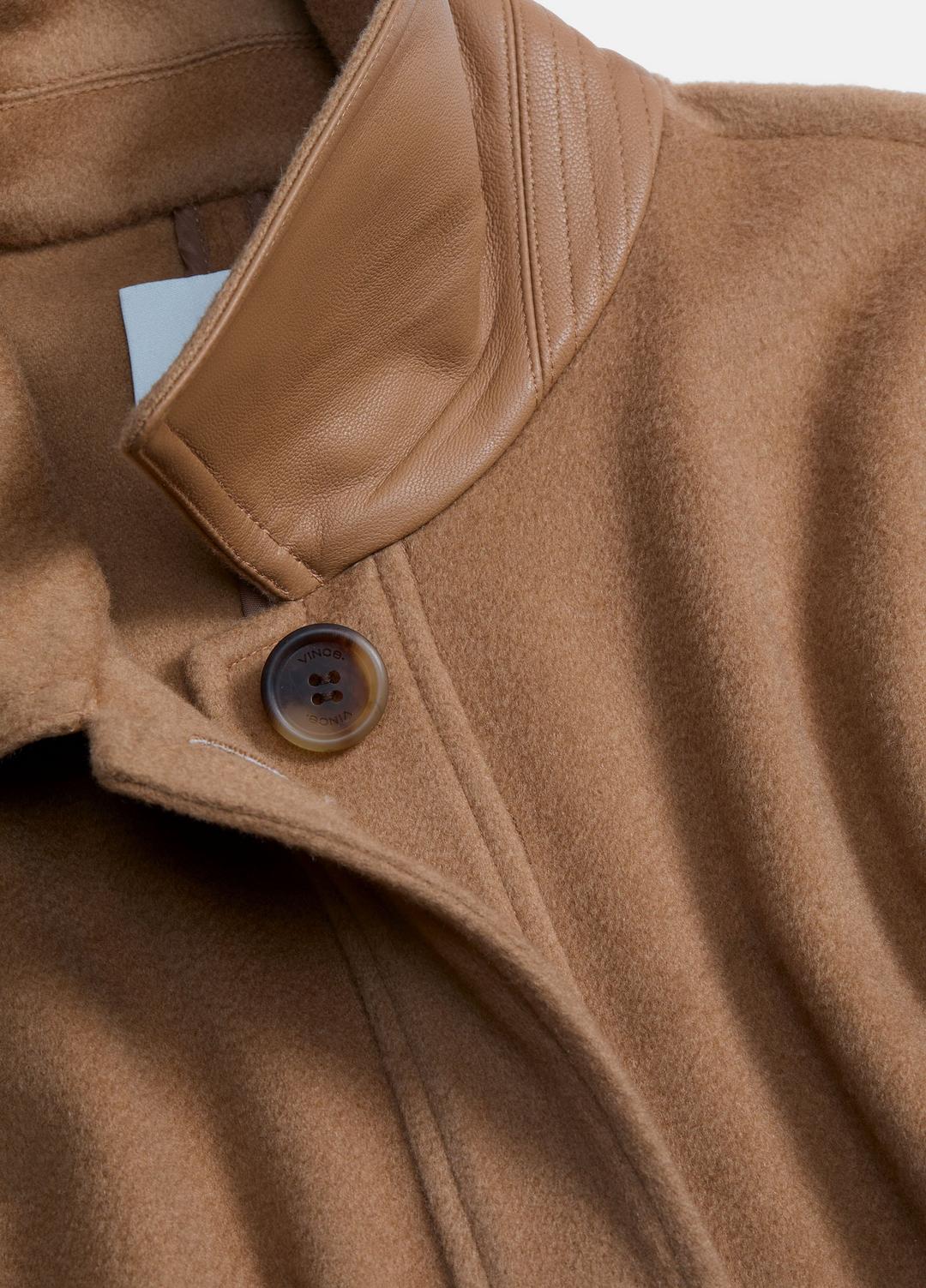 Leather-Trim Wool Cape in Accessories - CAMEL