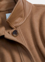 Leather-Trim Wool Cape in Accessories - CAMEL