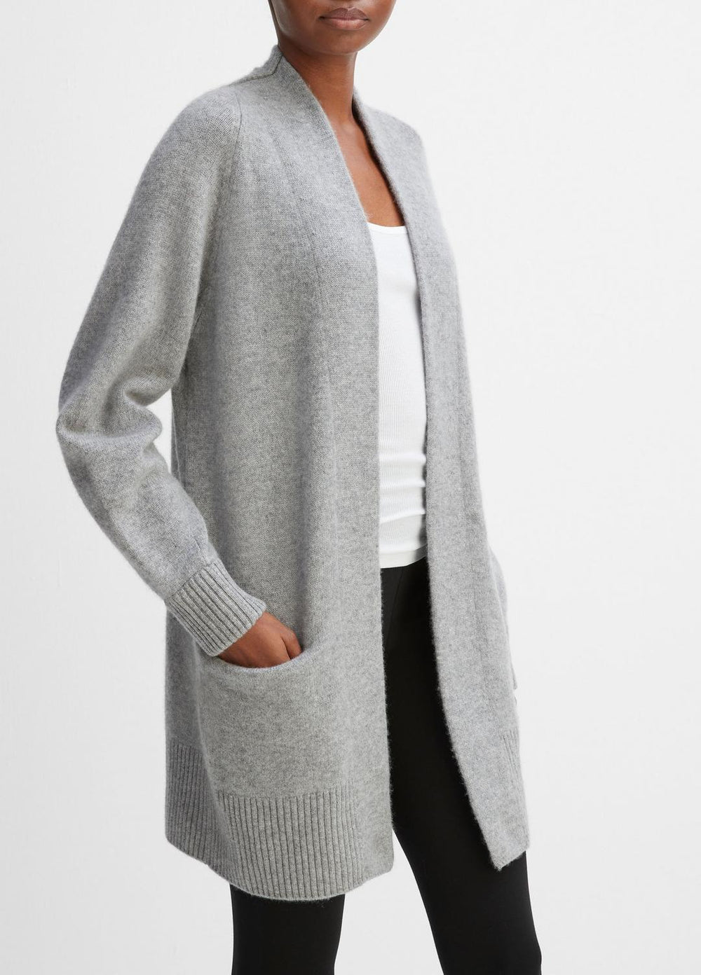Cashmere Open-Front Cardigan in Cardigans - MEDIUM HEATHER GREY