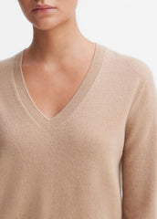 Cashmere Weekend V-Neck Sweater in V-Neck - CAMEL