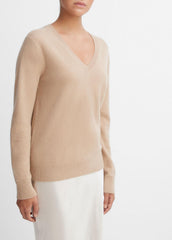 Cashmere Weekend V-Neck Sweater in V-Neck - CAMEL