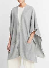 Tipped Jersey-Knit Cashmere Cape in Sweaters - MEDIUM GREY/OFF WHITE