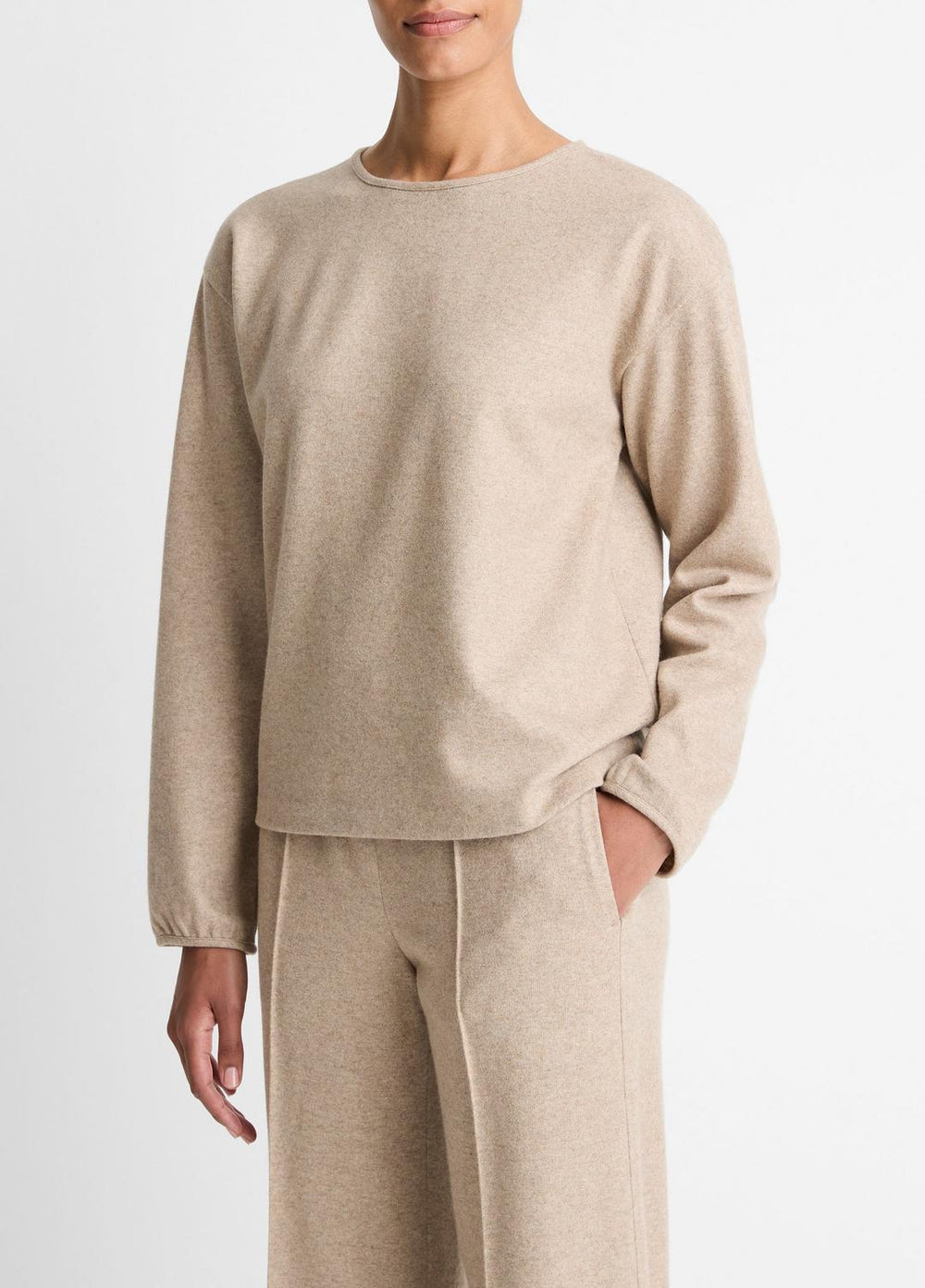 Italian Wool-Blend Lounge Pullover in Sweatshirts & Hoodies - HEATHER MARZIPAN