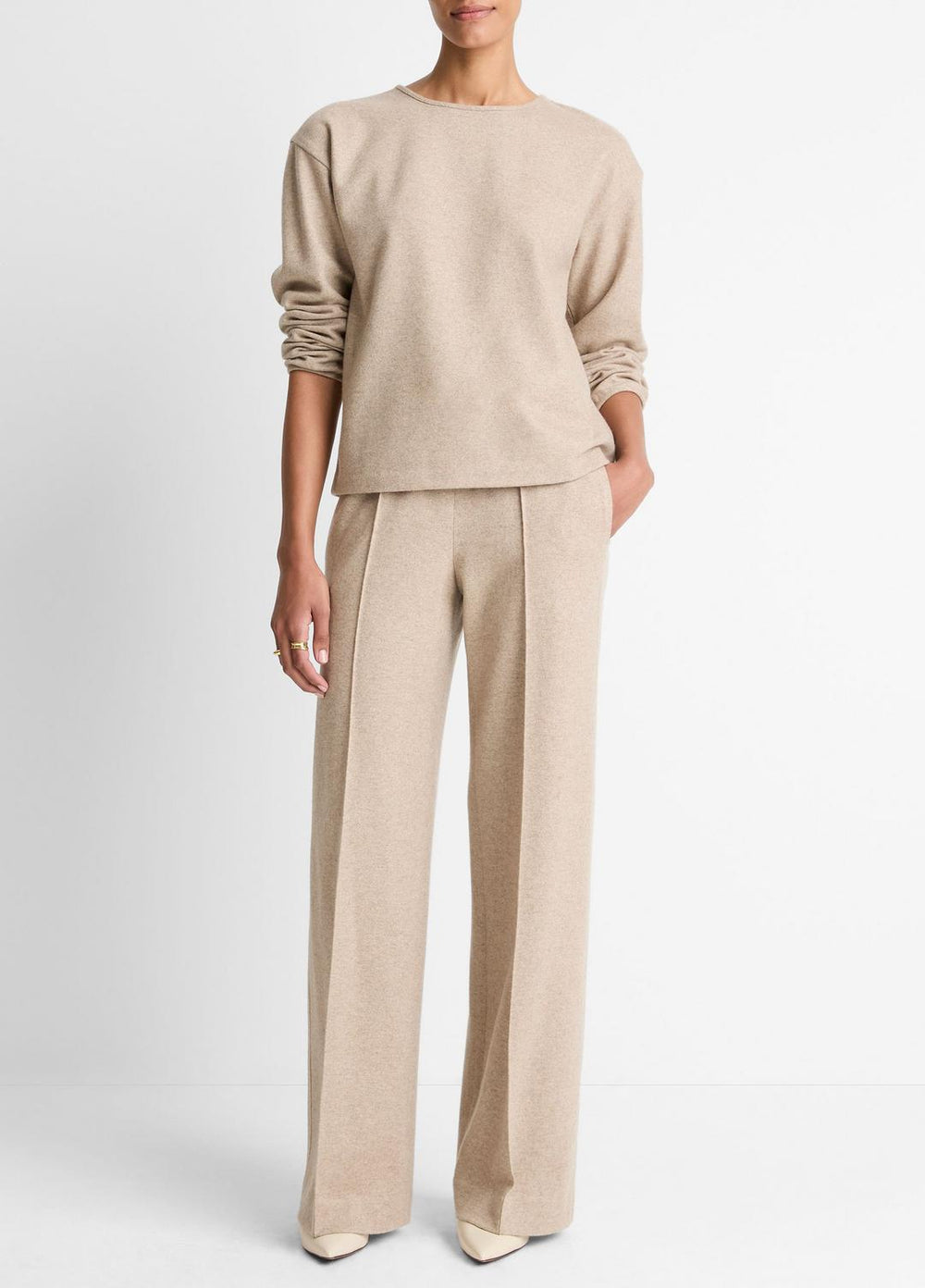 Italian Wool-Blend Lounge Pullover in Sweatshirts & Hoodies - HEATHER MARZIPAN