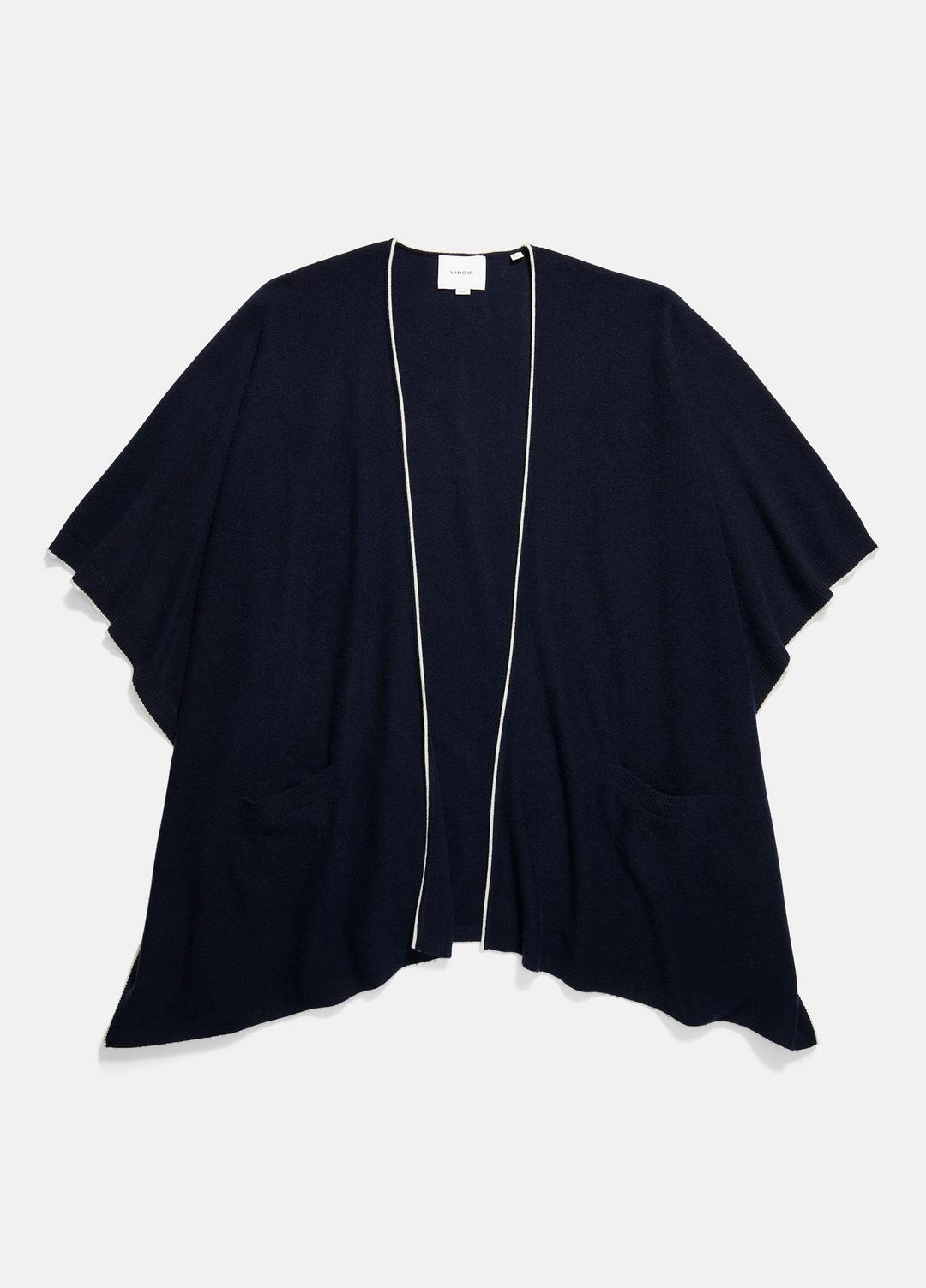 Tipped Jersey-Knit Cashmere Cape in Sweaters - COASTAL BLUE/WHITE