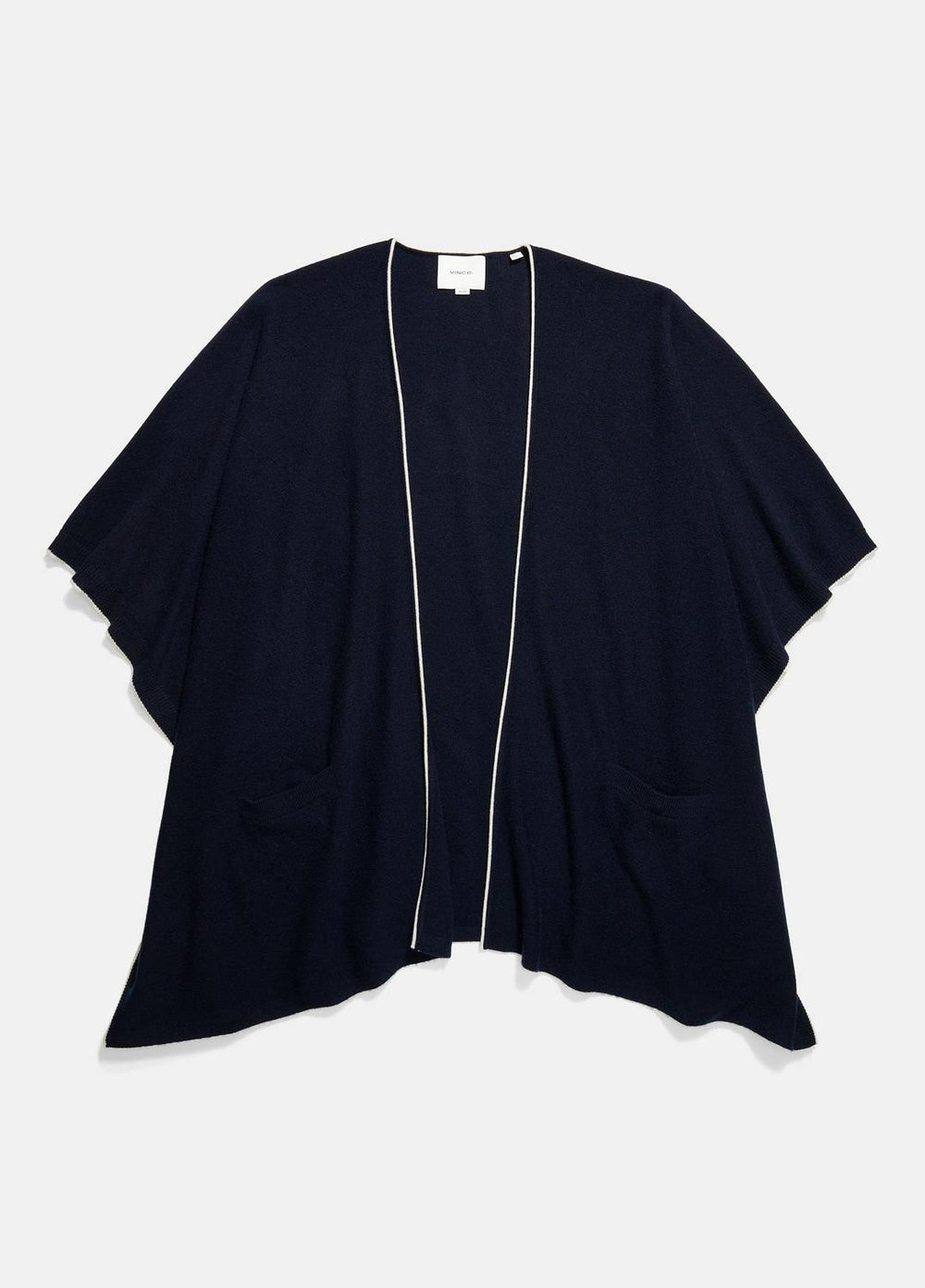 Tipped Jersey-Knit Cashmere Cape in Sweaters - COASTAL BLUE/WHITE