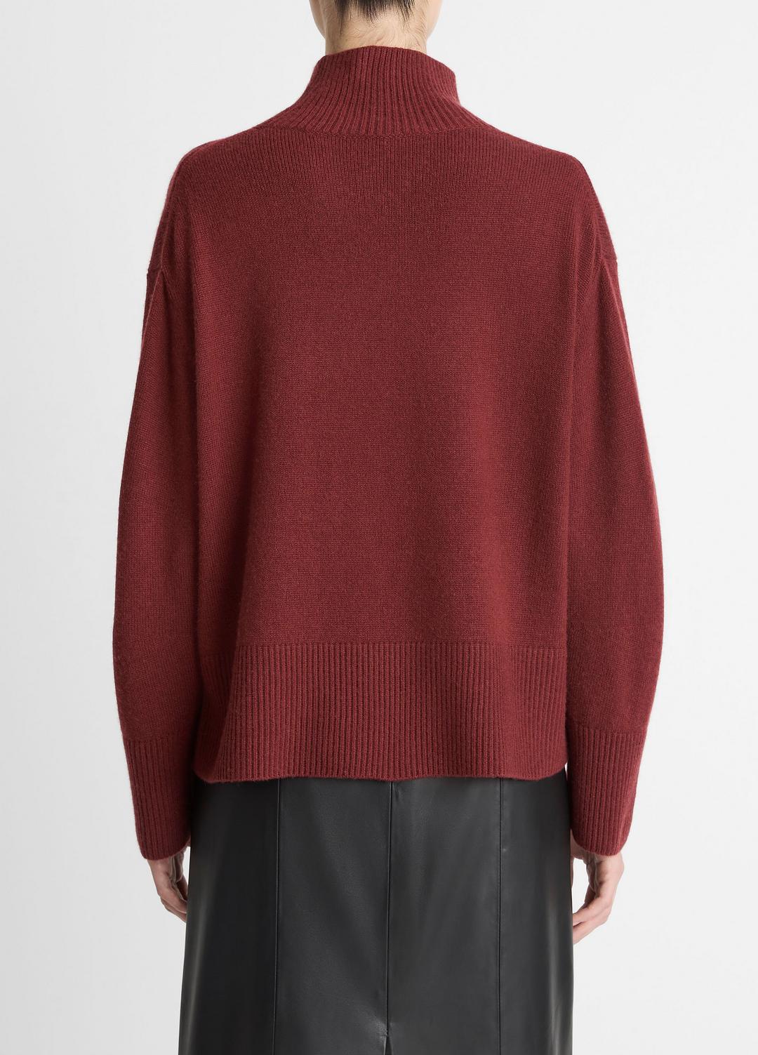Wool-Cashmere Side-Slit Turtleneck Sweater in Turtleneck - BORDEAUX