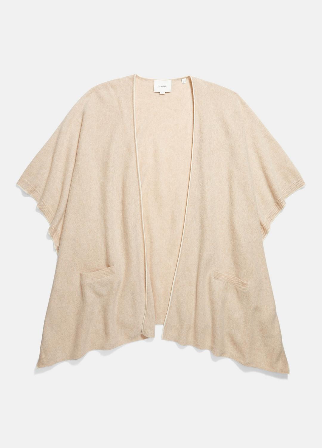 Tipped Jersey-Knit Cashmere Cape in Sweaters - OAK/WHITE