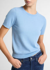 Wool & Cashmere-Blend Short-Sleeve Sweater in Crew Neck - HYDRA