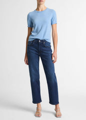 Wool & Cashmere-Blend Short-Sleeve Sweater in Crew Neck - HYDRA