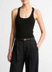 Milano-Stitch Scoop-Neck Sweater Tank in Tank Tops - BLACK