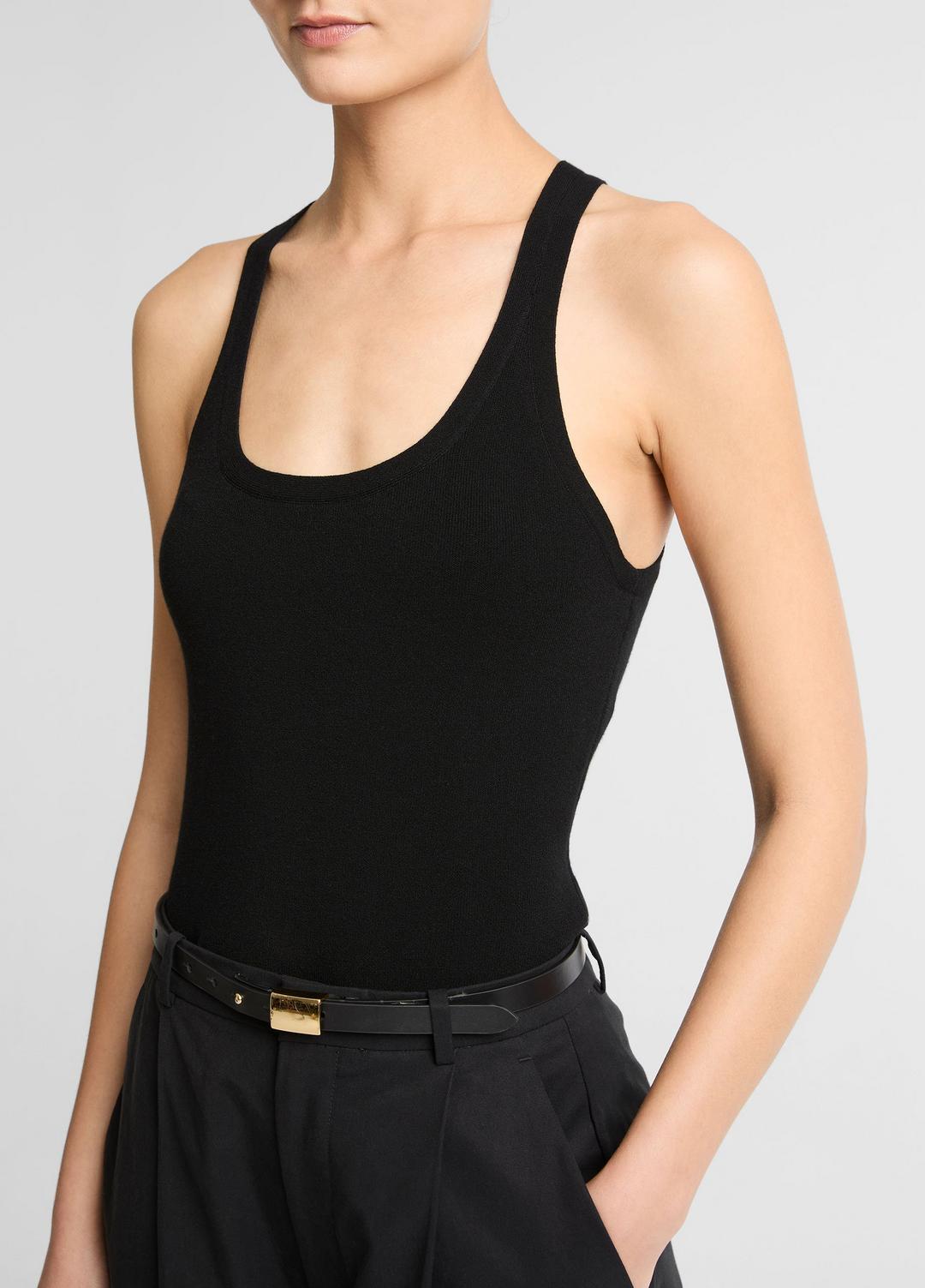 Milano-Stitch Scoop-Neck Sweater Tank in Tank Tops - BLACK