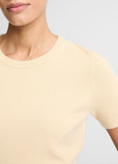 Wool & Cashmere-Blend Short-Sleeve Sweater in Crew Neck - CHAMOMILE