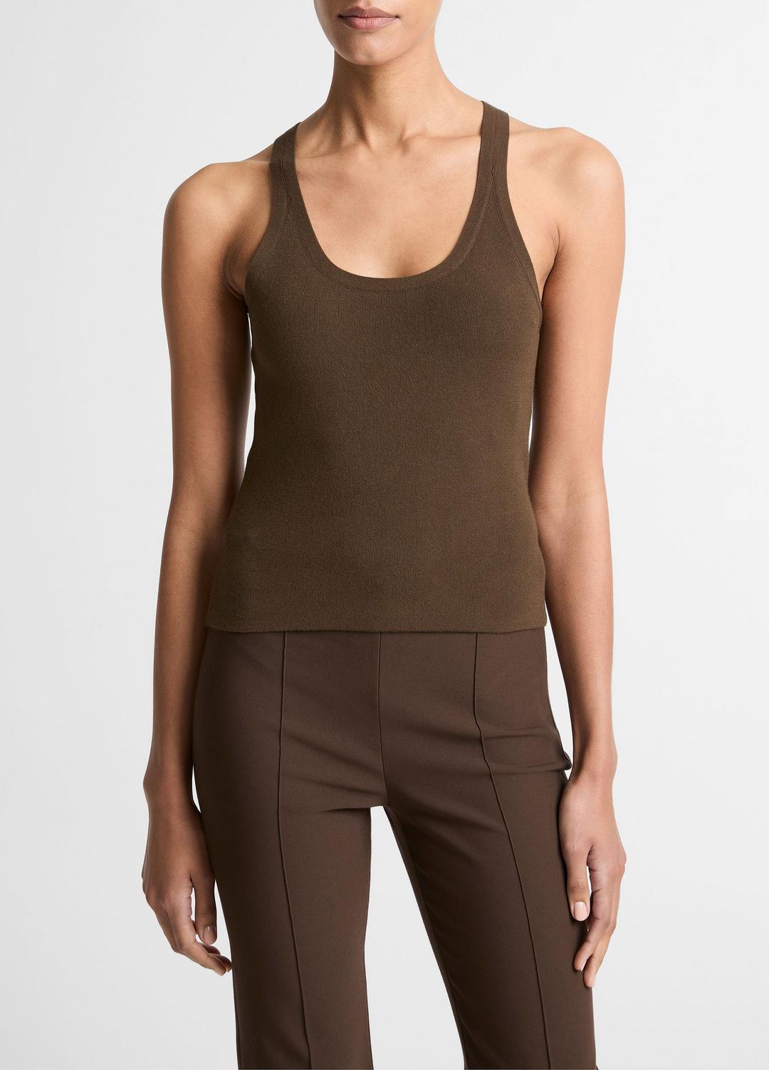 Milano-Stitch Scoop-Neck Sweater Tank in Tank Tops - DARK BARK