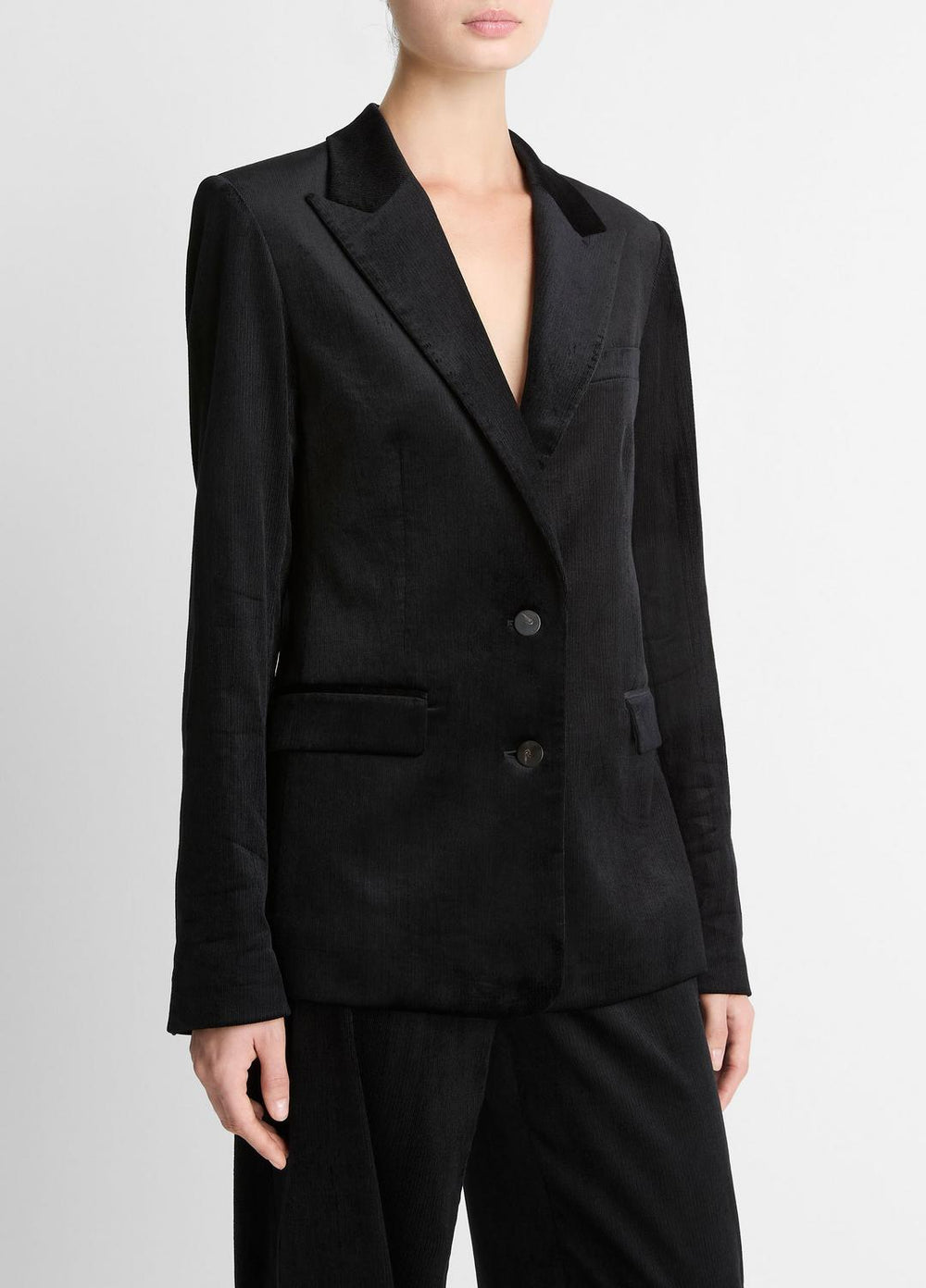 Italian Velvet Blazer in Blazers - BLACK