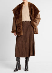 Shearling Hooded Jacket in Jackets - COGNAC ESPRESSO COMB