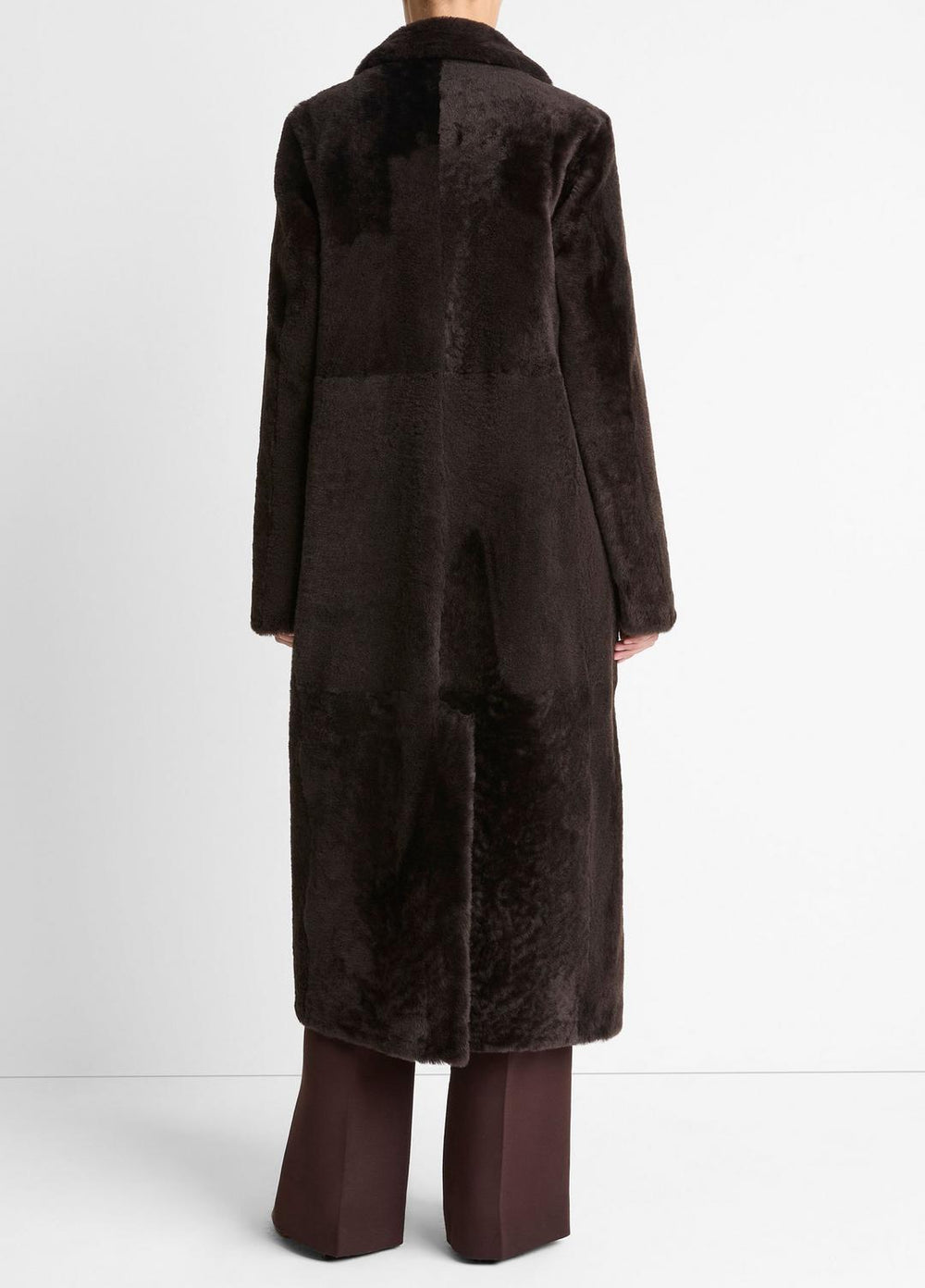 Shearling Long Coat in Coats - DARK UMBER