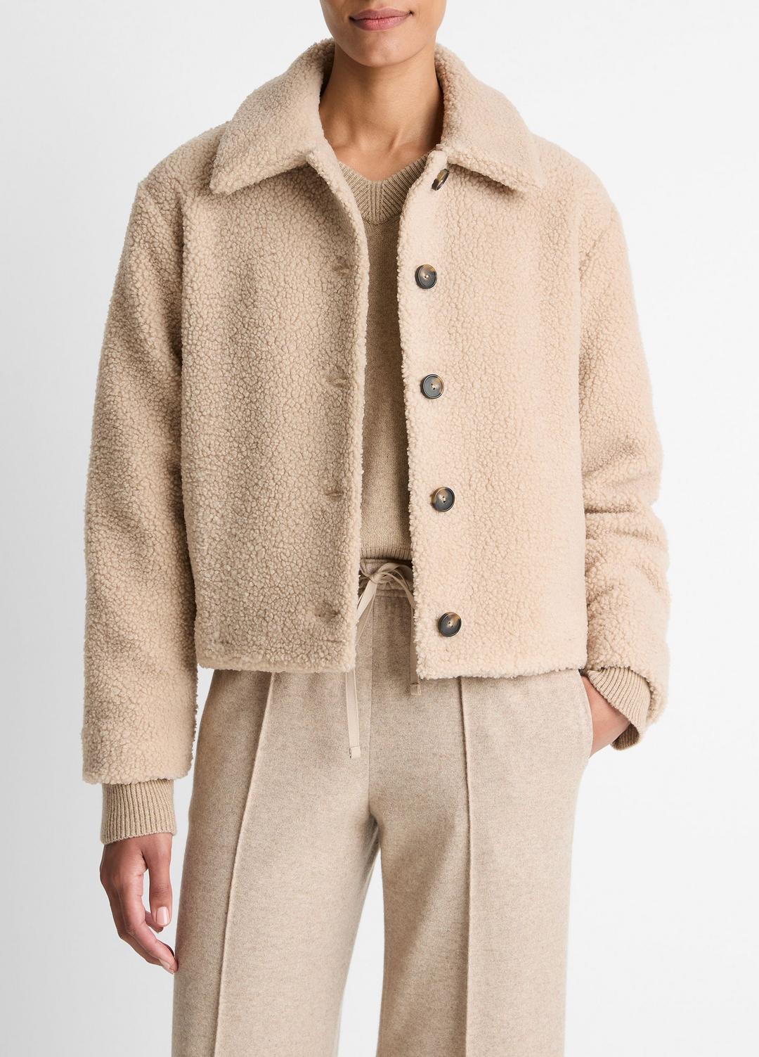 Collared Sherpa Jacket in Jackets - MARZIPAN