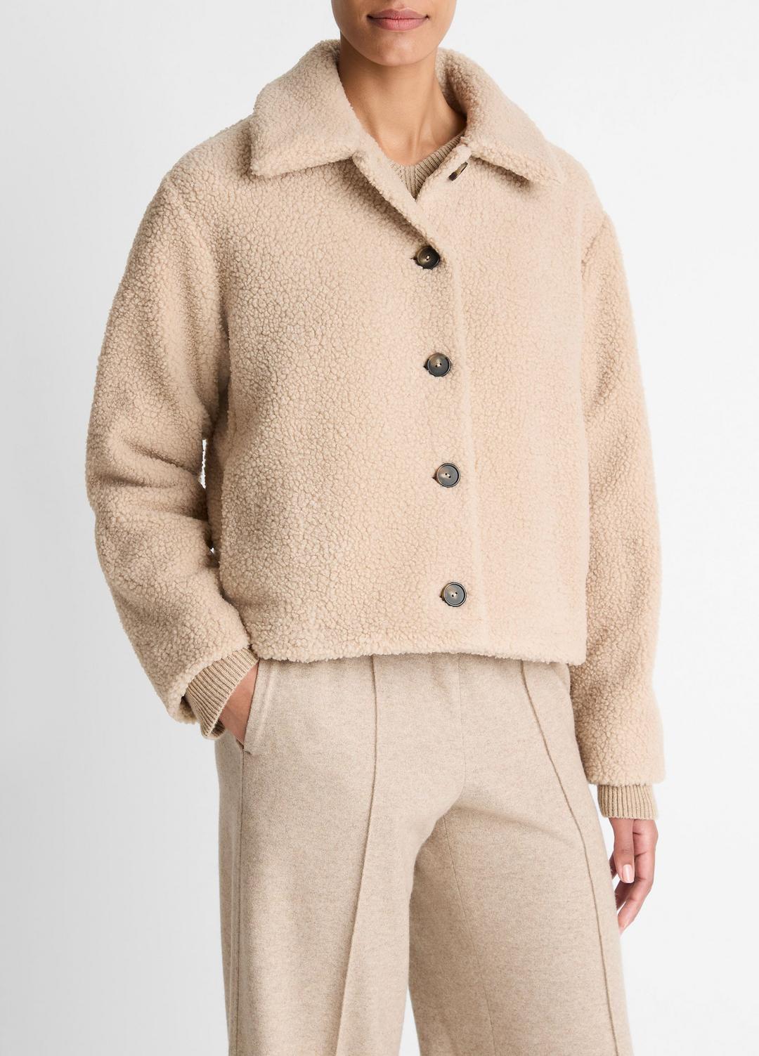 Collared Sherpa Jacket in Jackets - MARZIPAN