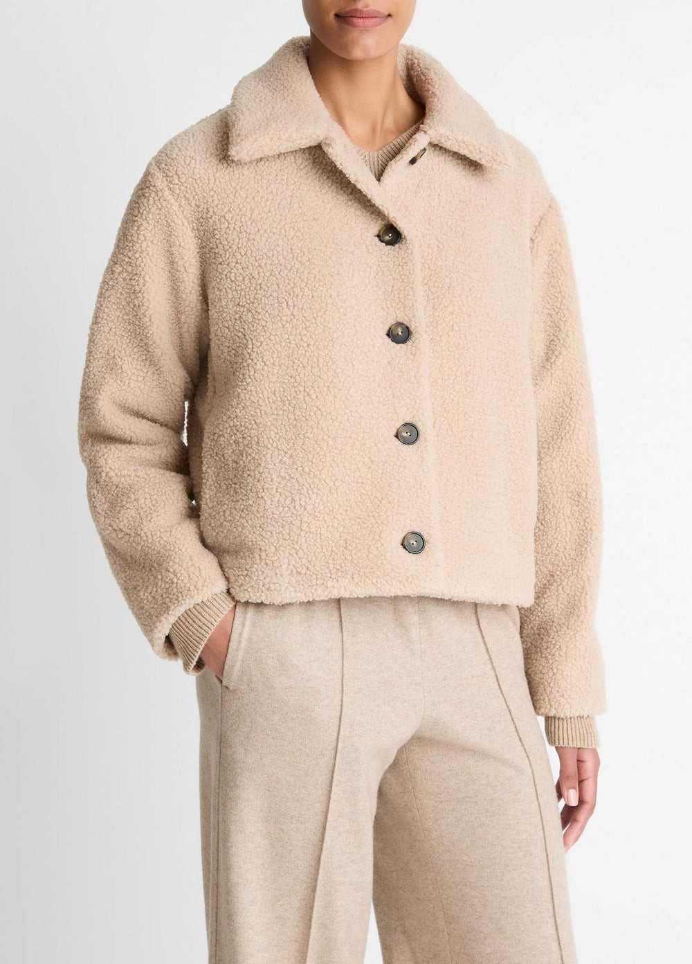 Collared Sherpa Jacket in Jackets - MARZIPAN