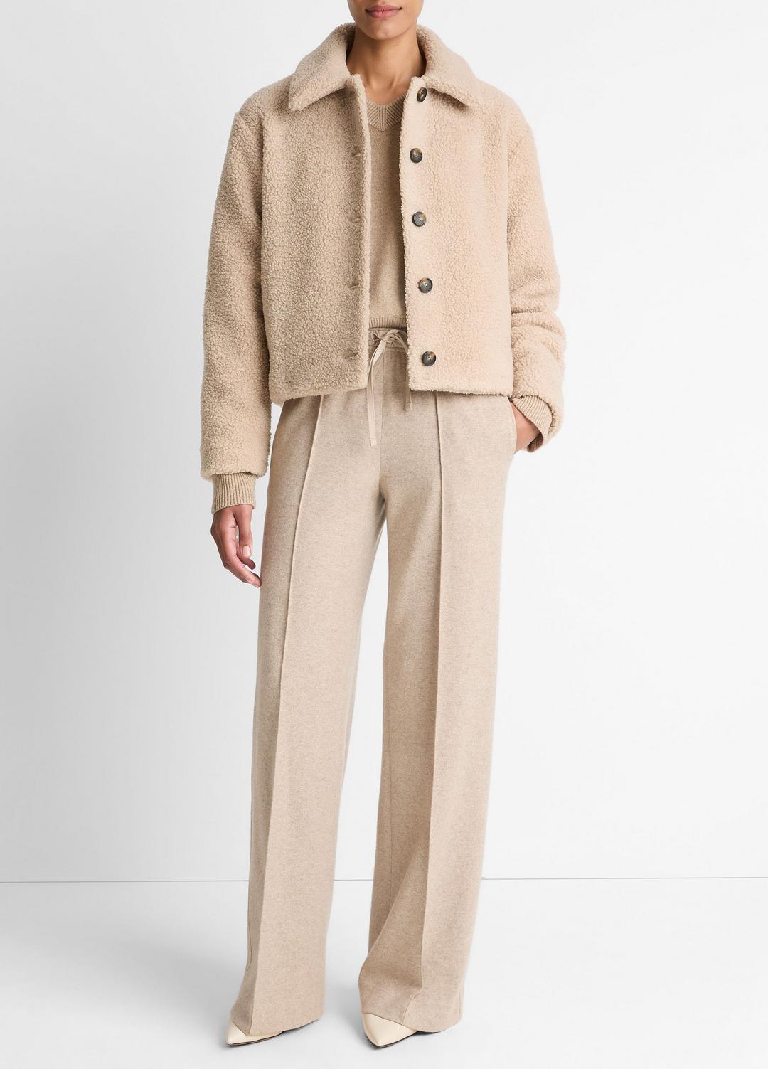 Collared Sherpa Jacket in Jackets - MARZIPAN