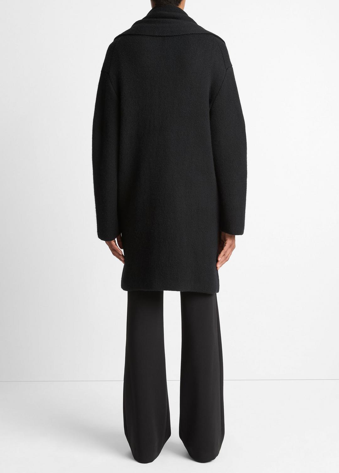 Draped-Scarf Wool-Blend Car Coat in Coats - BLACK