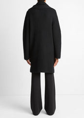 Draped-Scarf Wool-Blend Car Coat in Coats - BLACK