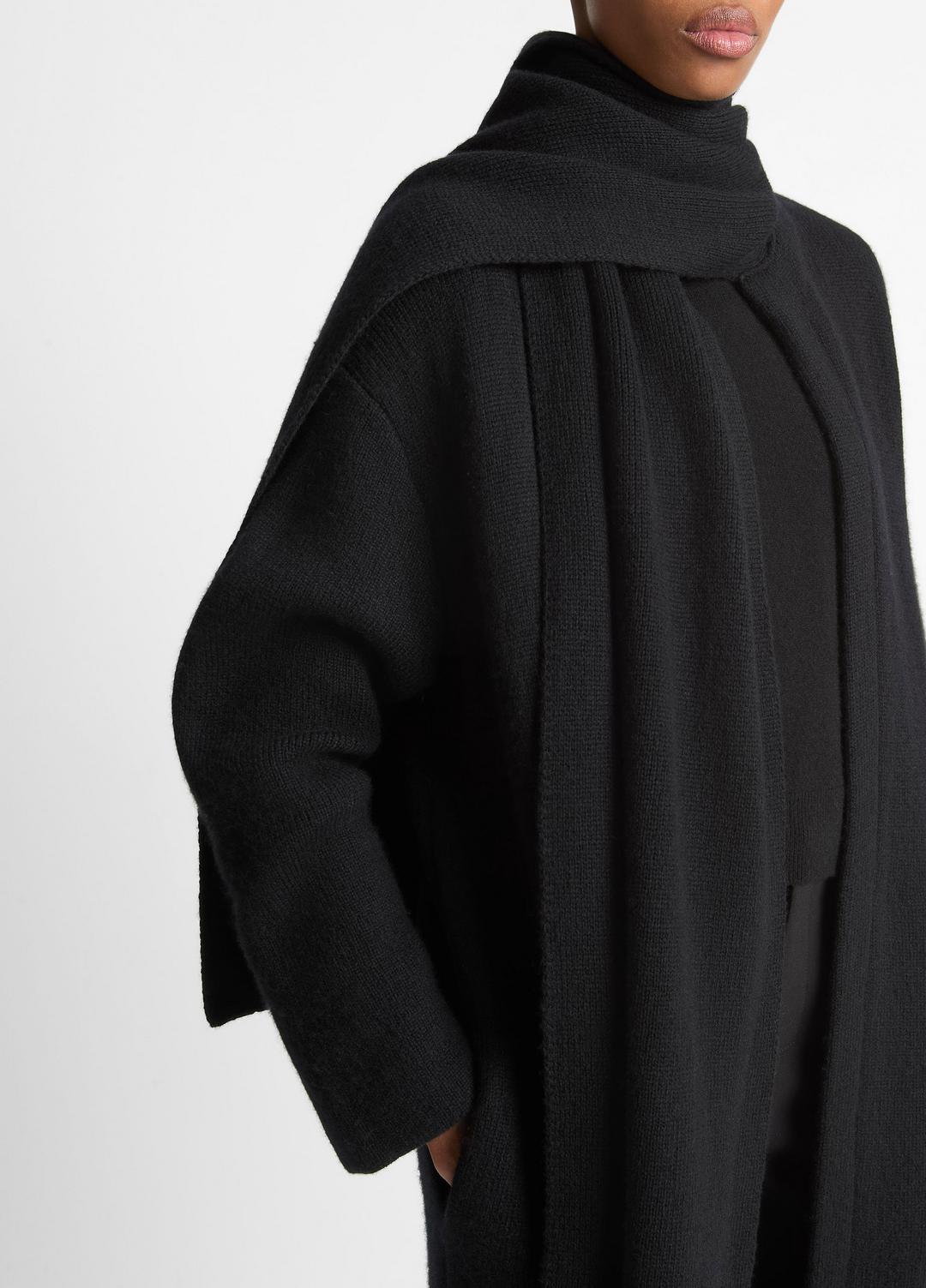 Draped-Scarf Wool-Blend Car Coat in Coats - BLACK