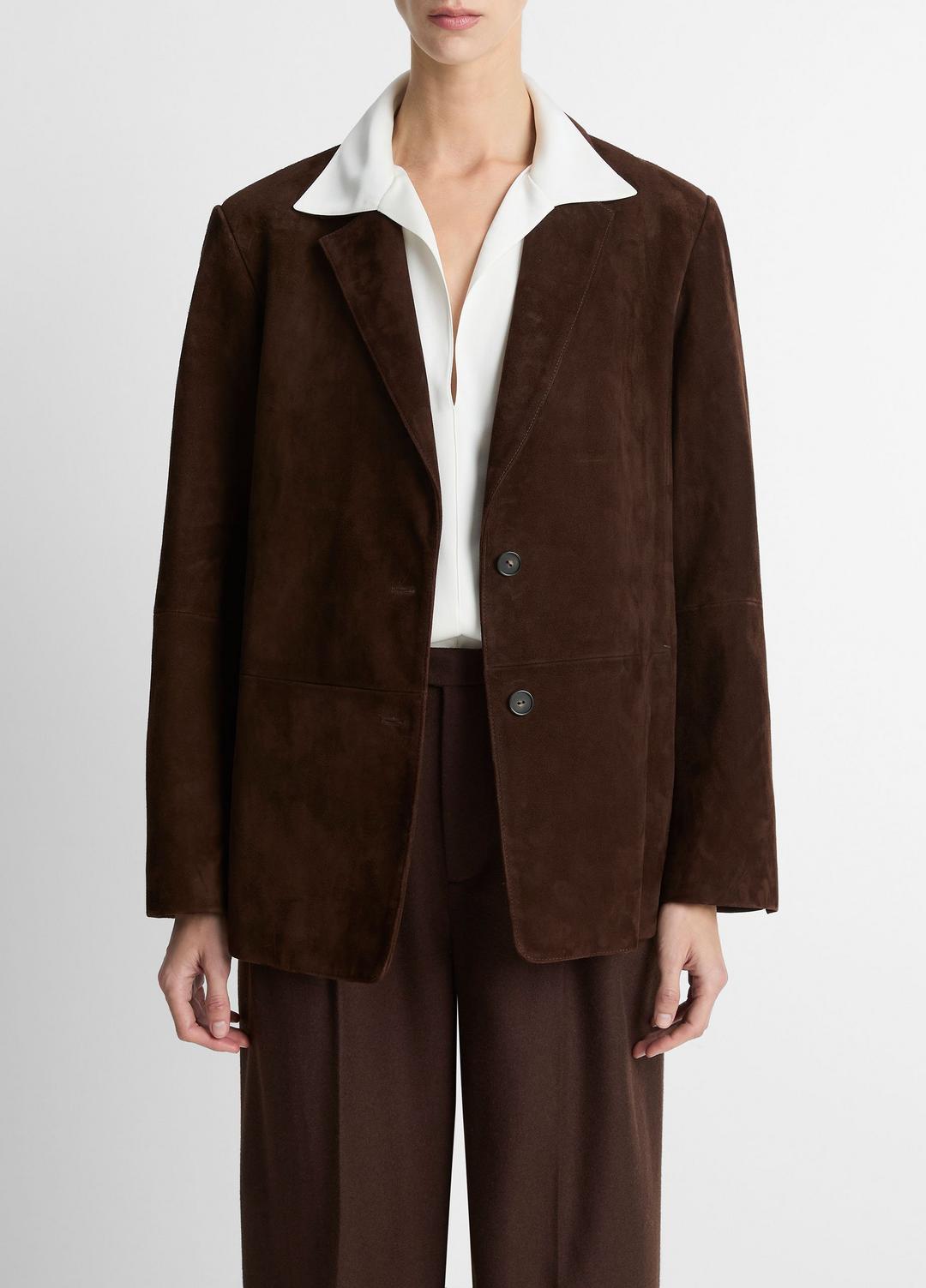 Suede Blazer in Blazers - CHOCOLATE